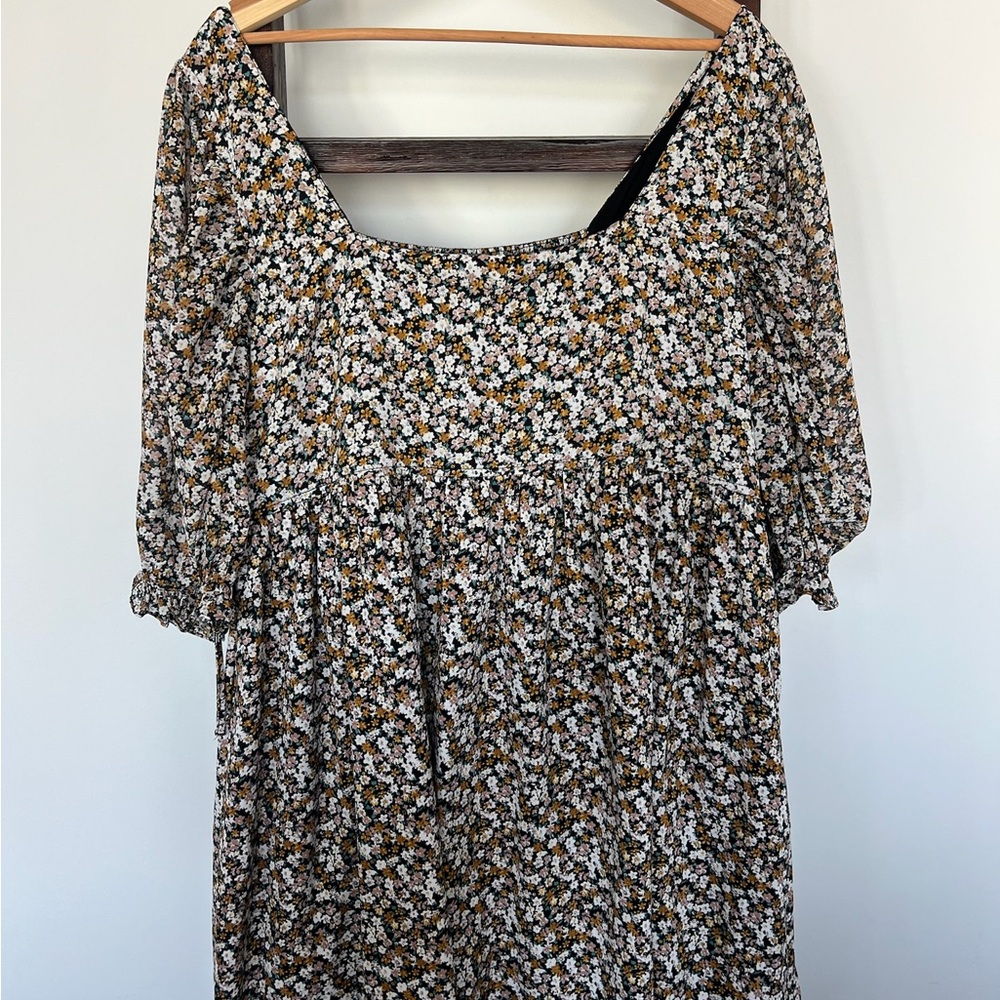 Arula Size 1X Black Floral Print Dress Plus Size Women’s Dress
